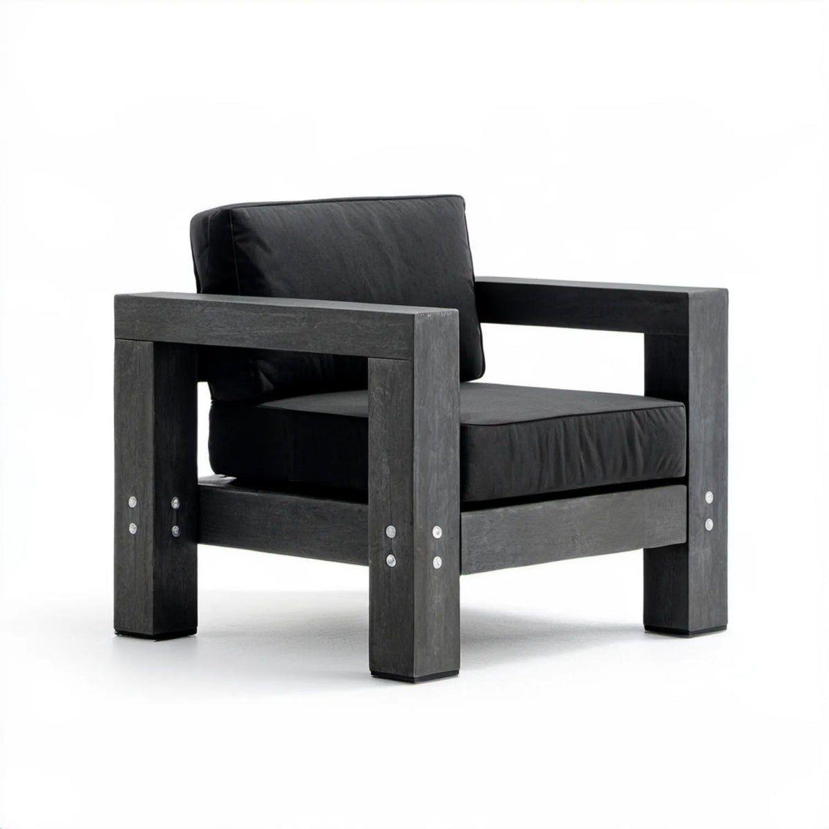 Czarne krzesło ogrodowe z HDPE z poduszkami 73 x 65 x 75 cm