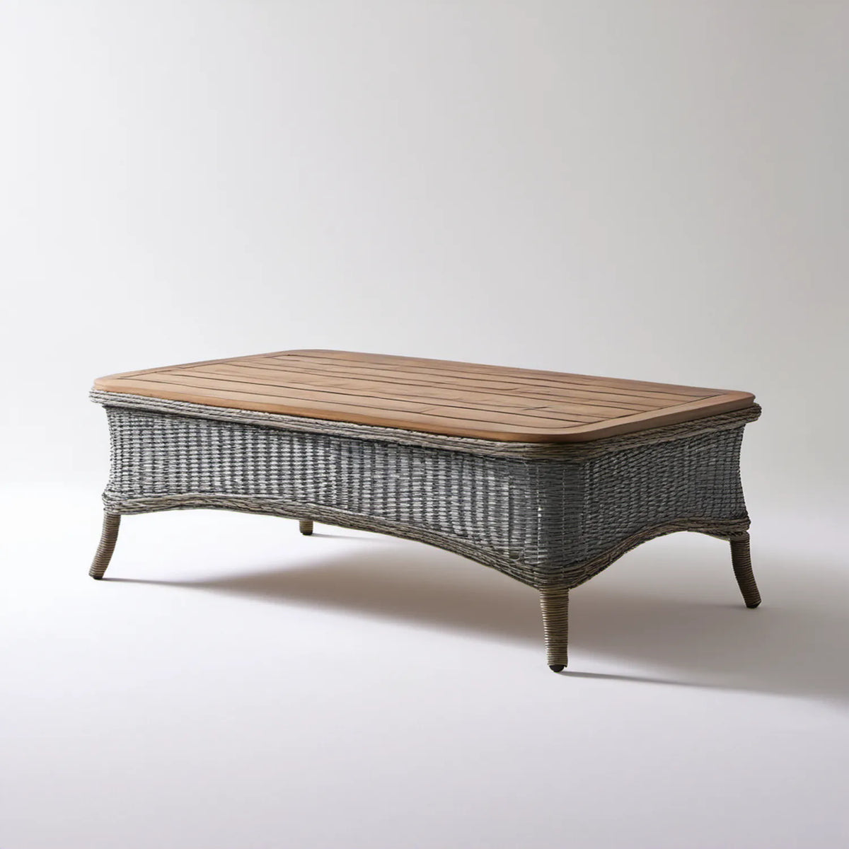 Prostokątny stolik z technorattanu i aluminium szaro-brązowy 120 x 60 x 45 cm