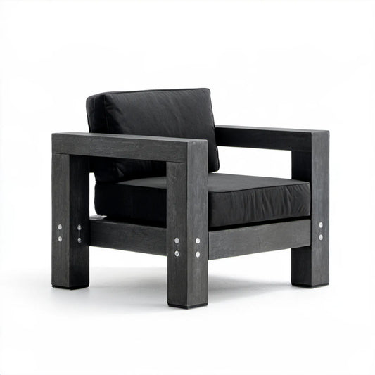 Czarne krzesło ogrodowe z HDPE z poduszkami 73 x 65 x 75 cm